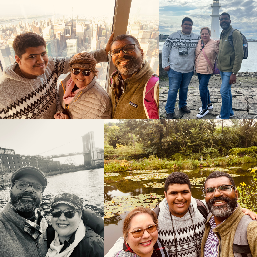 A collage of the Foster family of Abejas72 on vacation.